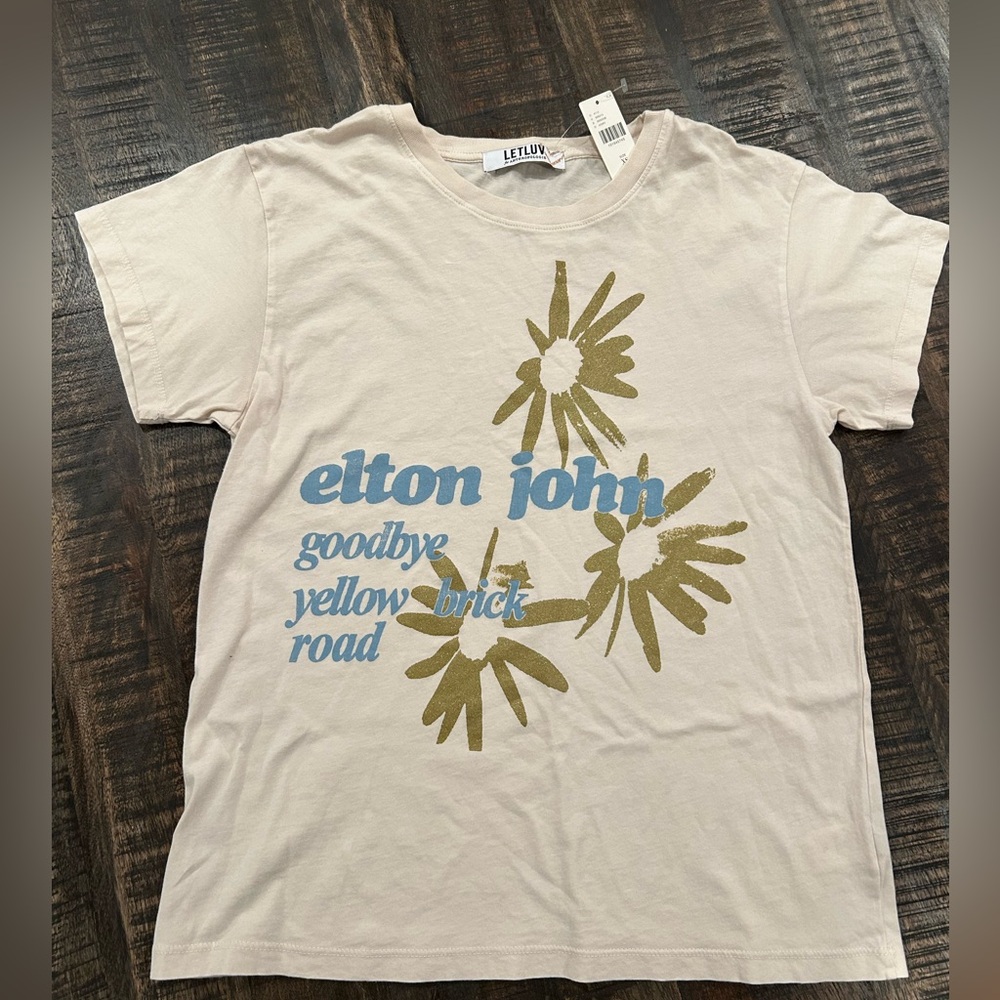 Letluv Elton John T-Shirt Anthropologie XS NWT Goodbye Yellow Brick Road Let luv - Picture 2 of 5